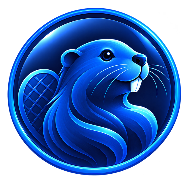 Emblema azul de un castor